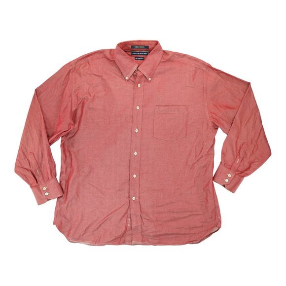 Tommy Hilfiger Button‎ Front Shirt Men's XL 80's 2-Ply Fabric Red - Picture 1 of 5